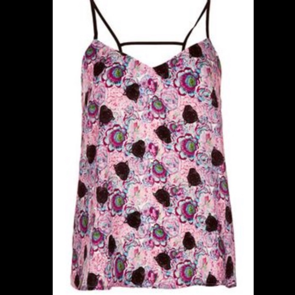 Topshop Flower & Panther Print Tank Size 2